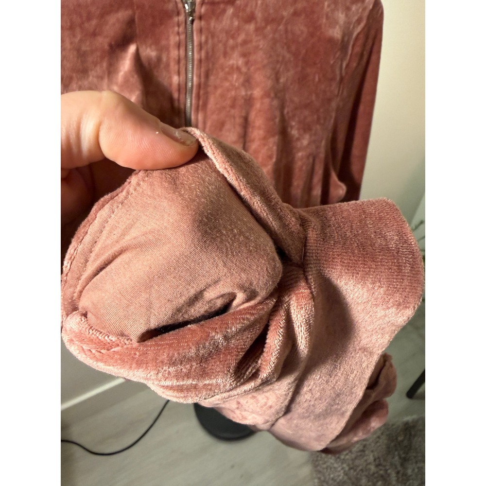Hanro Womens Velvet Bomber Jacket Dusty Rose Mauve Full Zip Small S/P Loungewear - Picture 4 of 10